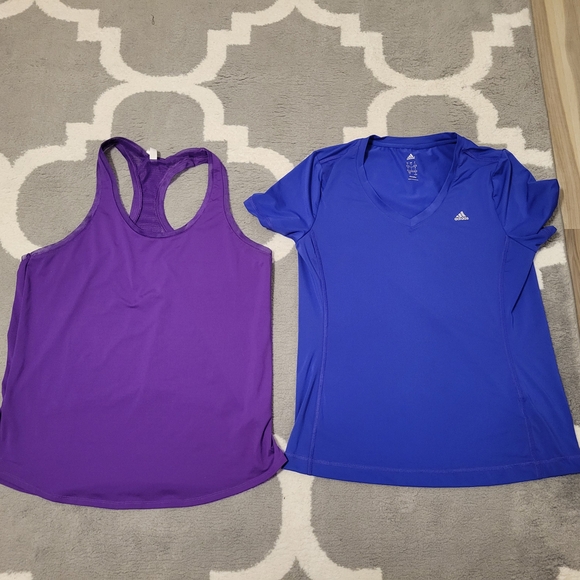 adidas Tops - Adidas And Fabletics Women's Purple Tank and Blue Tee Set Size L